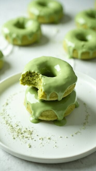 matcha flavored baked donuts