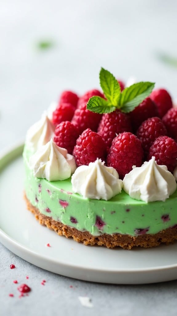 White Chocolate Raspberry Grasshopper Pie