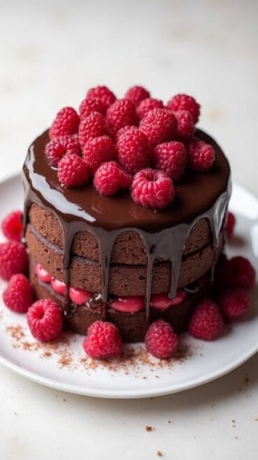 indulgent chocolate raspberry dessert