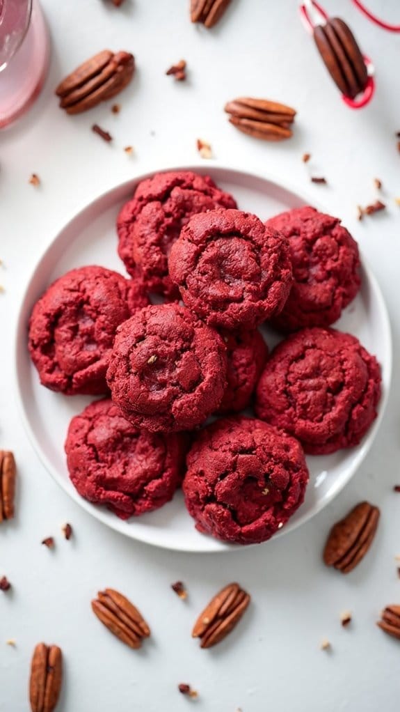 Red Velvet Cookies With Nutty Pecan Swirls