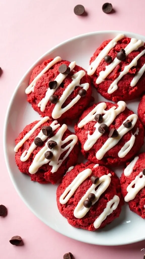 Red Velvet Cookies With Creamy Frosting Drizzle